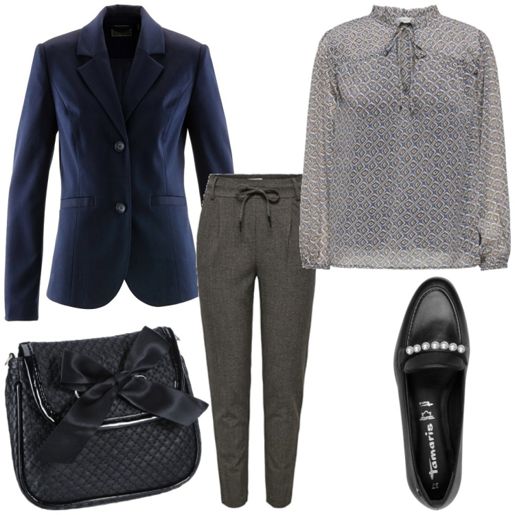 Outfit femme - Basique #4538. Style Basique pour Bureau. Assortir avec blazers, mocassins, pantalon , tuniques, sacs besace.