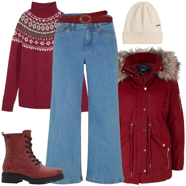 Outfit donna - Lo senti arrivare…….?. Stile Casual per Tutti i giorni. Abbinamento con parka, maglieria, jeans, stivaletti, cinture, cappelli.