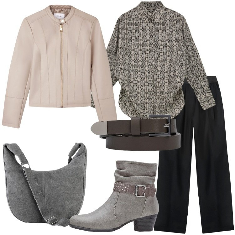Outfit donna - Settembre basic. Stile Basic per Tutti i giorni. Abbinamento con stivaletti, borse a mano, giacche, camicie, pantaloni, cinture.