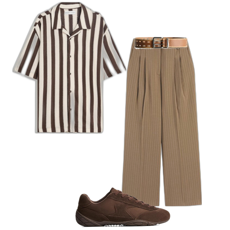 Outfit hombre - Trendy #5348. Estilo Trendy para Todos los días. Combinación con pantalones, cinturones, camisas de manga corta, sneakers.
