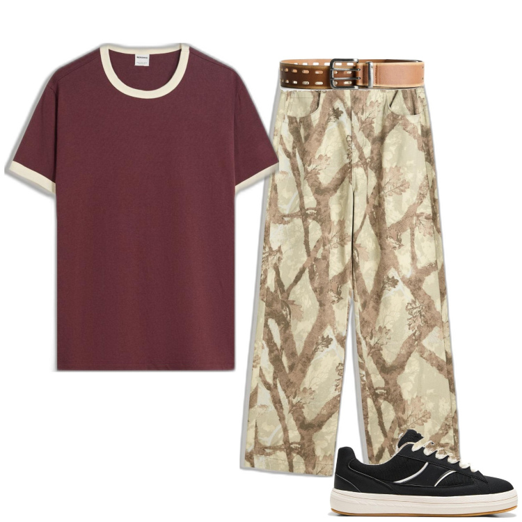 Outfit hombre - Urban #4054. Estilo Urban para Todos los días. Combinación con vaqueros, sneakers, cinturones, camiseta.