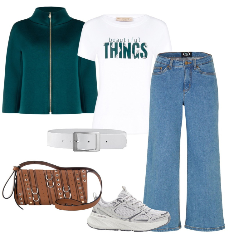 Outfit donna - Good things. Stile Casual per Tutti i giorni. Abbinamento con cinture, jeans, sneakers, borse a spalla, t-shirt, cappe.