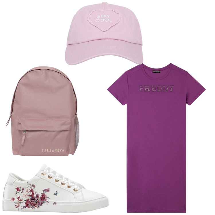Outfit donna - Young. Stile Sporty chic per Tutti i giorni. Abbinamento con sneakers, cappelli, zaini, vestiti.