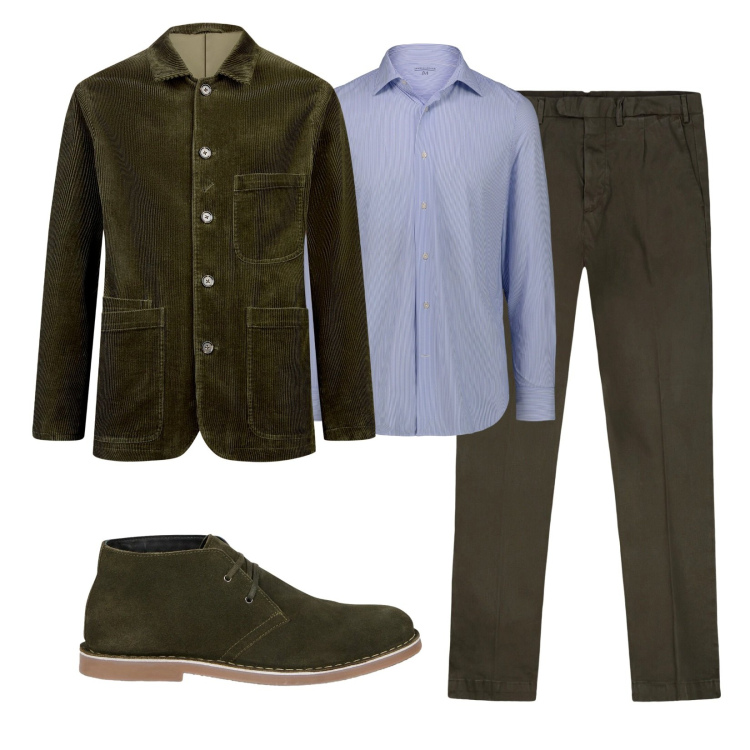 Outfit uomo - In ufficio!. Stile Casual per Ufficio. Abbinamento con giacche, stivali e stivaletti, pantaloni, camicie.