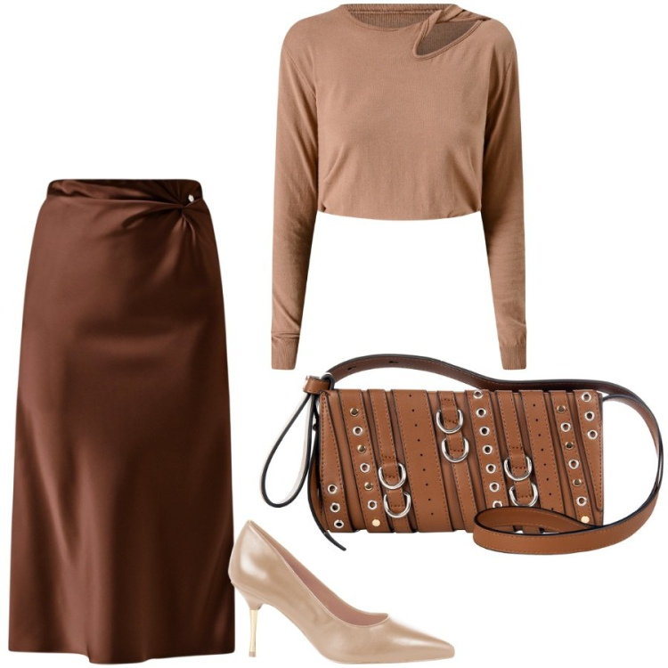 Outfit donna - Rientro a lavoro con stile. Stile Chic per Ufficio. Abbinamento con gonne longuette, borse a spalla, maglieria, décolleté.