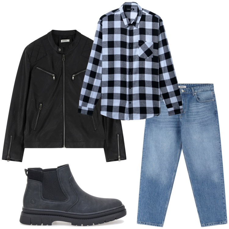 Outfit uomo - Country chic con camicia a quadri. Stile Casual per Tutti i giorni. Abbinamento con camicie, jeans, giacche, stivali e stivaletti.