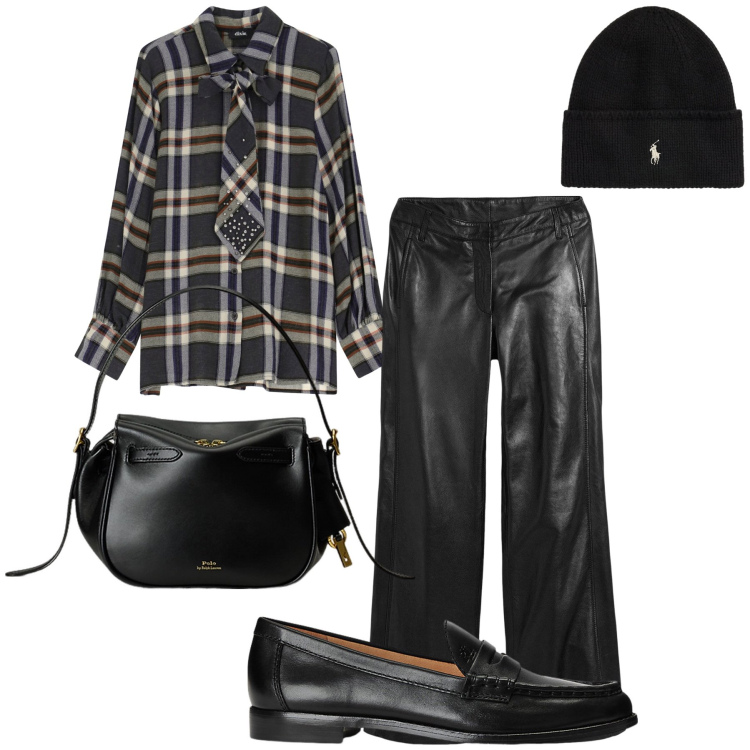 Outfit donna - Una lei lui chic. Stile Mannish per Tutti i giorni. Abbinamento con pantaloni, camicie, mocassini, borse a mano, berretti.