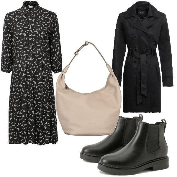 Outfit femme - Tendance #7166. Style Tendance pour Tous les jours. Assortir avec robes chemisier, imperméable, boots, sacs à main.