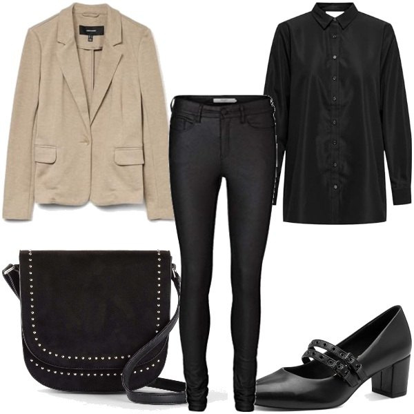 Outfit femme - Casual chic #14514. Style Casual chic pour Bureau. Assortir avec sacs en bandoulière, escarpins, blazers, chemisiers, pantalon .