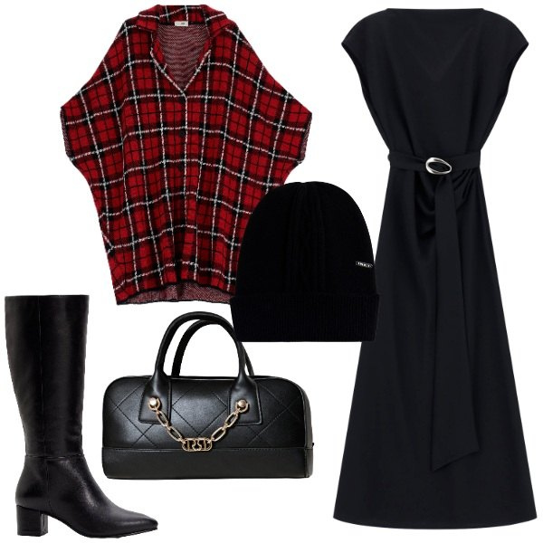 Outfit donna - Nuove tendenze: il ritorno del tartan. Stile Chic per Serata fuori. Abbinamento con stivali, borse a mano, vestiti lunghi, cappelli, trench.