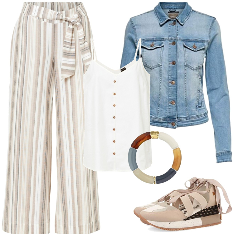 Outfit femme - Jenna. Style Basique pour Tous les jours. Assortir avec pantalon , hauts, sneakers, blazers, bracelets.