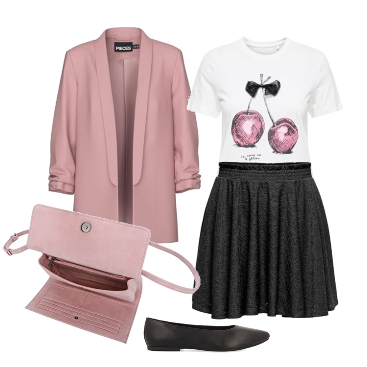 Outfit femme - Septembre. Style Bon Ton pour Tous les jours. Assortir avec blazers, hauts, sacs en bandoulière, jupes, ballerines.