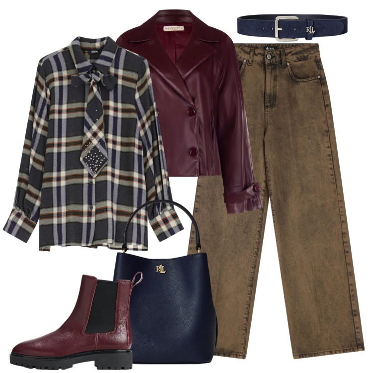 Outfit donna - La camicia tartan con strass. Stile Urban per Tutti i giorni. Abbinamento con giacche, camicie, jeans, borse a secchiello, stivaletti chelsea, cinture.