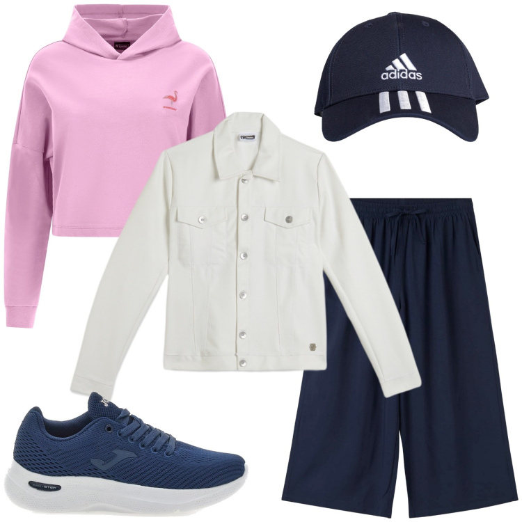 Outfit donna - Il giubbino leggero. Stile Minimal per Tutti i giorni. Abbinamento con pantaloni a palazzo, felpe con cappuccio, giacche, sneakers, cappelli.