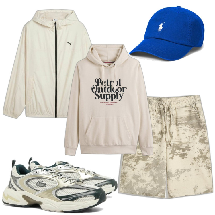 Outfit hombre - Casual #14681. Estilo Casual para Deporte. Combinación con sneakers, sudaderas con capucha, bermudas, sombreros o gorros con visera, chaquetas.