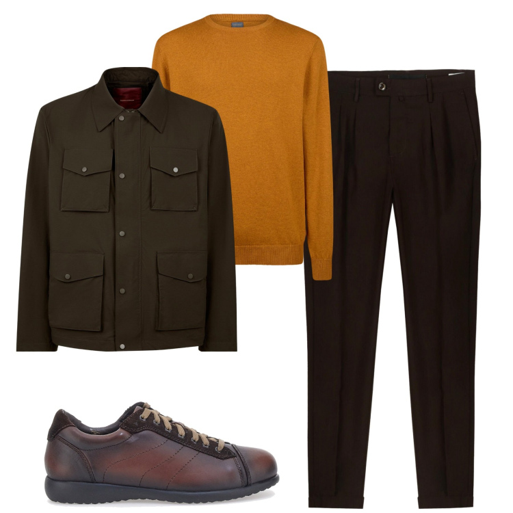 Outfit uomo - City. Stile Urban per Tutti i giorni. Abbinamento con scarpe stringate, giacche, maglieria, pantaloni.