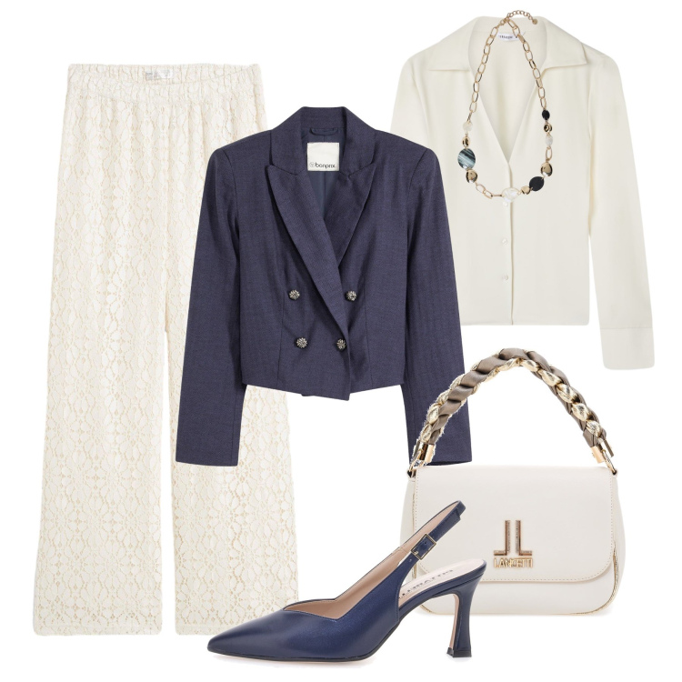 Outfit donna - Giubbino leggero a cena. Stile Chic per Serata fuori. Abbinamento con blazer, pantaloni, camicie, décolleté, borse a tracolla, collane.
