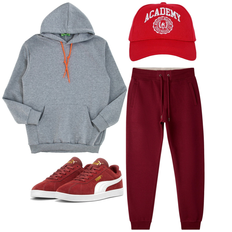 Outfit uomo - Troppo comodo. Stile Trendy per Tutti i giorni. Abbinamento con cappelli, pantaloni, felpe con cappuccio, sneakers.