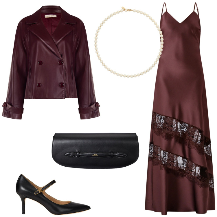 Outfit donna - Rinascimento New Collection. Stile Chic per Cerimonia. Abbinamento con vestiti lunghi, giacche, décolleté, clutch, collane.