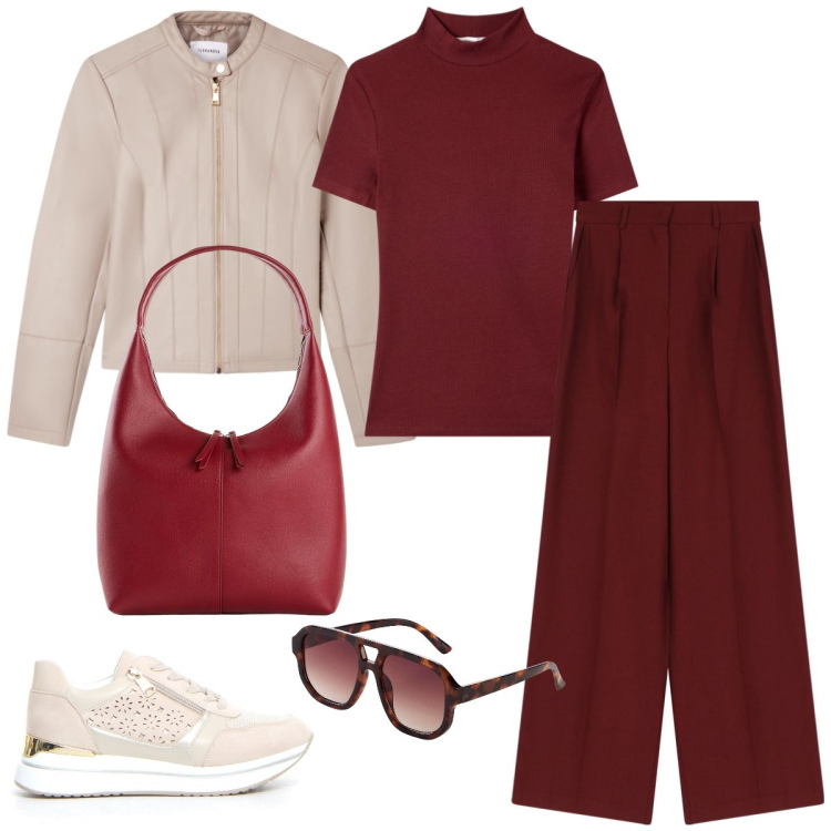 Outfit donna - Total look #2239049. Stile Sporty chic per Tutti i giorni. Abbinamento con occhiali da sole, shopping bag, giacche, t-shirt, pantaloni, sneakers.
