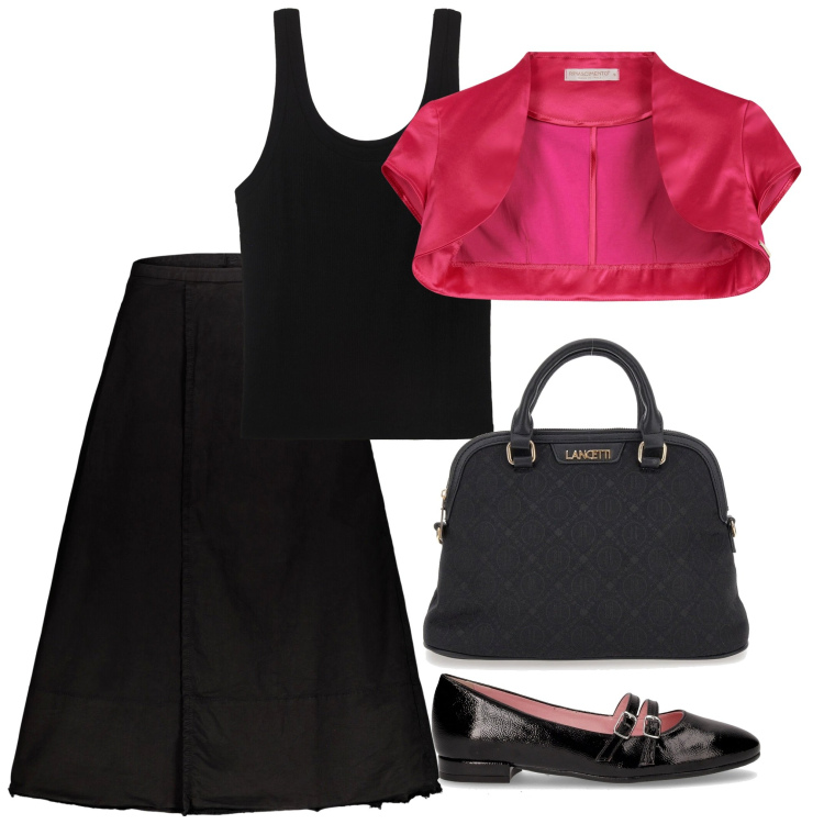 Outfit donna - Gonna lunga bon ton. Stile Bon Ton per Tutti i giorni. Abbinamento con bolero, gonne lunghe, borse a spalla, canottiere, ballerine.
