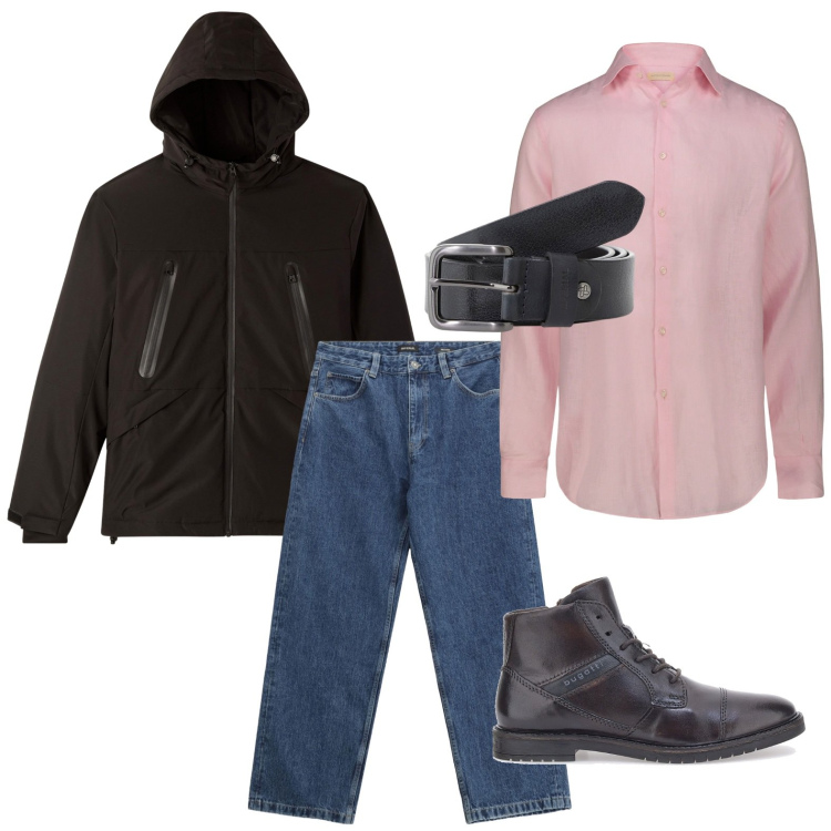 Outfit uomo - Rain. Stile Casual per Tutti i giorni. Abbinamento con giacche, cinture, jeans, stivali e stivaletti, camicie.