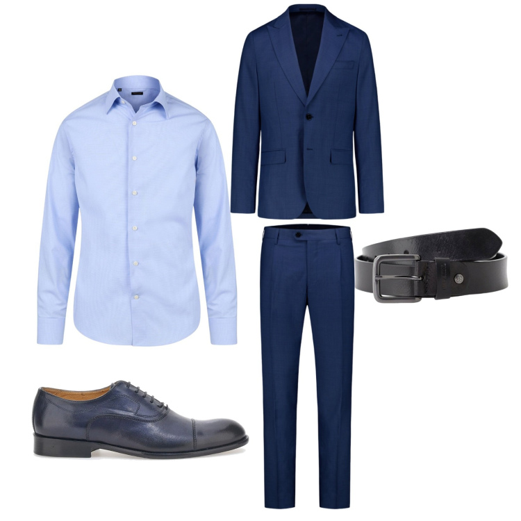 Outfit uomo - Rientro al lavoro. Stile Business/Elegante per Ufficio. Abbinamento con cinture, scarpe stringate, camicie, abiti.