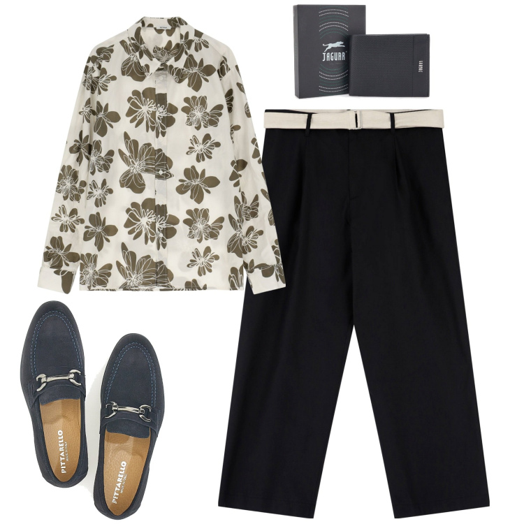 Outfit uomo - Aperitivo. Stile Trendy per Serata speciale. Abbinamento con pantaloni, camicie, scarpe stringate, portafogli.