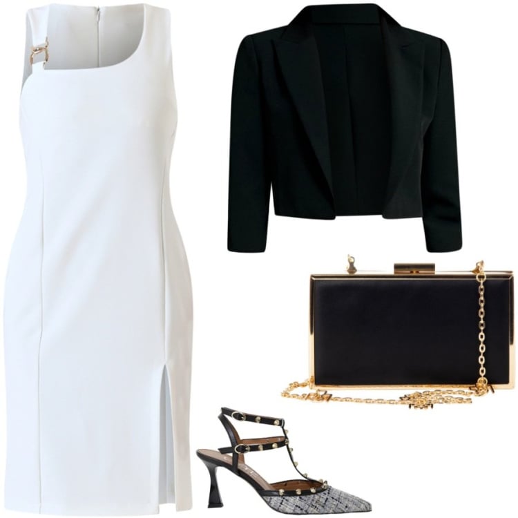 Outfit donna - Madrina di battesimo. Stile Chic per Cerimonia. Abbinamento con vestiti a tubino, bolero, pochette, décolleté.