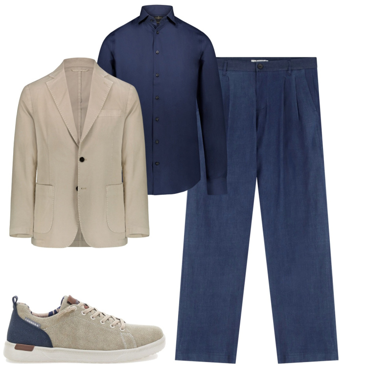 Outfit uomo - City. Stile Urban per Tutti i giorni. Abbinamento con pantaloni, camicie, giacche, scarpe stringate.