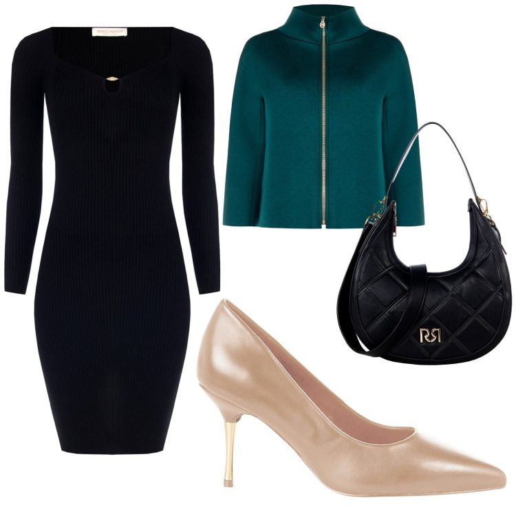 Outfit donna - Primo appuntamento. Stile Chic per Serata fuori. Abbinamento con vestiti a tubino, cappe, borse a tracolla, décolleté.