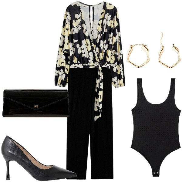 Outfit donna - Battesimo a settembre. Stile Bon Ton per Cerimonia. Abbinamento con tute, orecchini, body, pochette, décolleté.