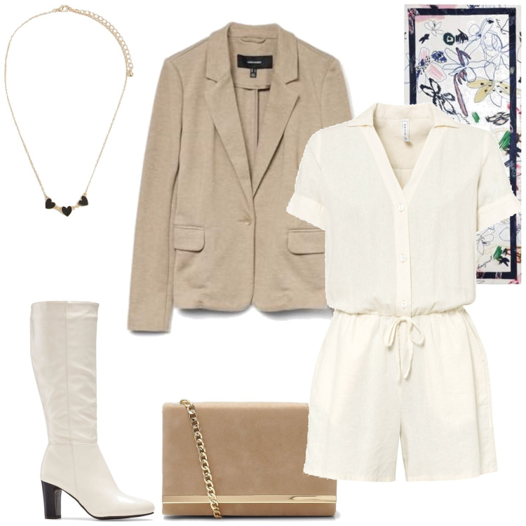 Outfit femme - Shanon. Style Bon Ton pour Tous les jours. Assortir avec combishort, bottes, pochette, colliers, blazers, sacs à main.