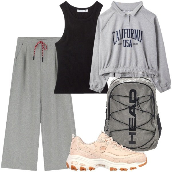 Outfit donna - Lezione di pilates. Stile Sporty chic per Sport. Abbinamento con top sportivi, felpe, pantaloni sportivi, borse sportive, scarpe sportive.