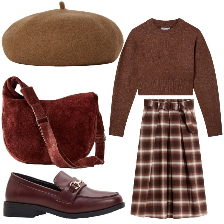 Outfit donna - Bonjour. Stile Bon Ton per Tutti i giorni. Abbinamento con mocassini, borse a mano, gonne, maglieria, cappelli e berretti.