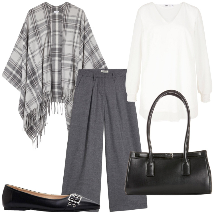 Outfit donna - Ritorno a lavoro. Stile Bon Ton per Ufficio. Abbinamento con pantaloni, tuniche, borse a mano, ballerine, cappotti.