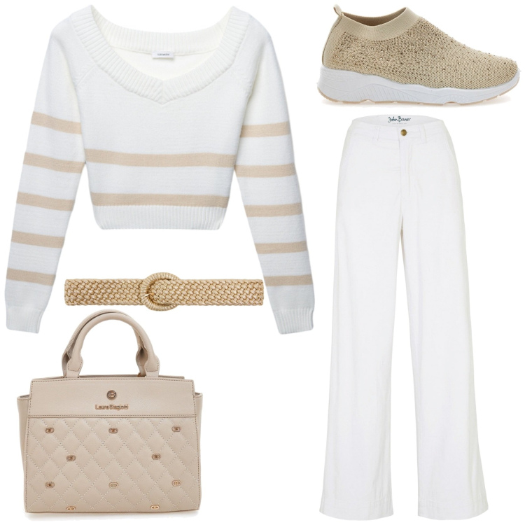 Outfit donna - Waiting for autumn. Stile Casual chic per Tutti i giorni. Abbinamento con jeans, cinture, maglieria, sneakers, borse a mano.