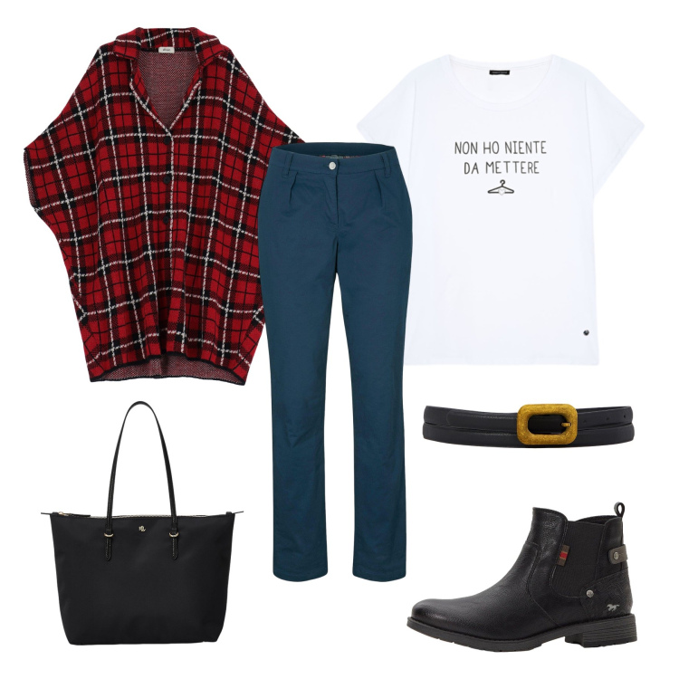 Outfit donna - Total look #2239907. per Tutti i giorni. Abbinamento con pantaloni, stivaletti, trench, borse tote, cinture, t-shirt.