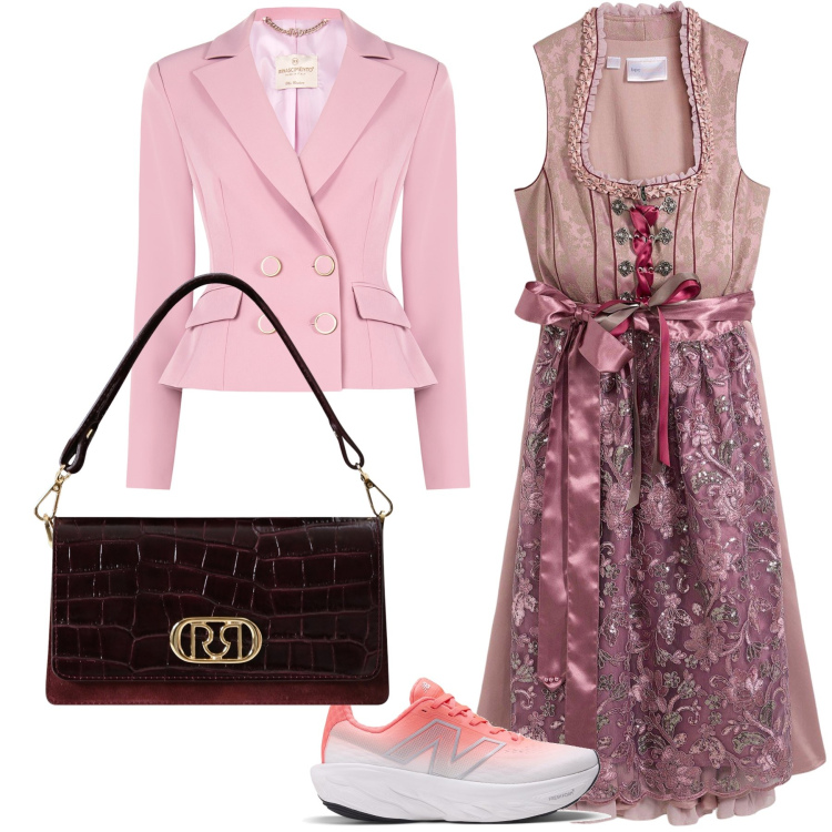 Outfit donna - Cerimonia in sneakers. Stile Trendy per Cerimonia. Abbinamento con vestiti, blazer, borse a mano, sneakers.