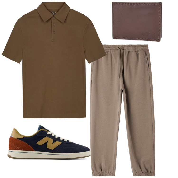 Outfit uomo - Le scarpe New Balance. Stile Casual per Tutti i giorni. Abbinamento con pantaloni, sneakers, polo, portafogli.