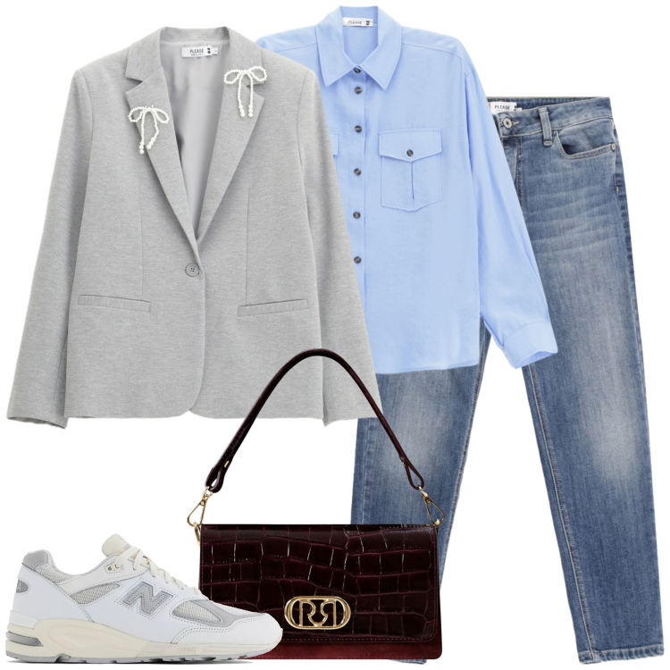 Outfit donna - Blazer forever. Stile Mannish per Ufficio. Abbinamento con sneakers, borse a mano, blazer, jeans skinny, camicie.