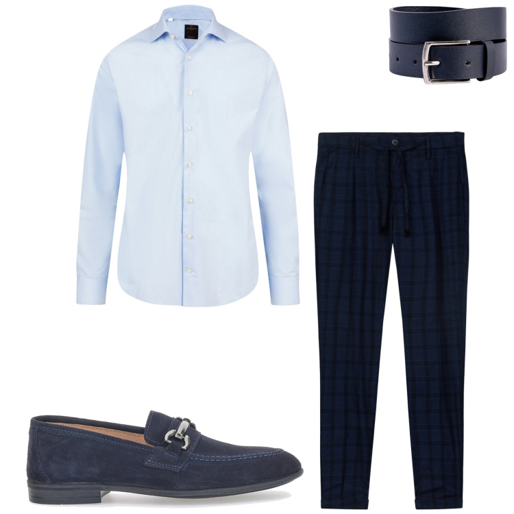 Outfit uomo - Rientro in ufficio. Stile Business/Elegante per Ufficio. Abbinamento con pantaloni, cinture, scarpe stringate, camicie.