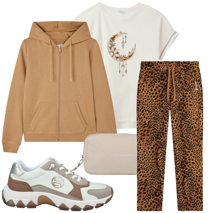 Outfit donna - Sportiva non solo in palestra. Stile Sporty chic per Tutti i giorni. Abbinamento con felpe con cappuccio, t-shirt, valigie, pantaloni sportivi, sneakers.