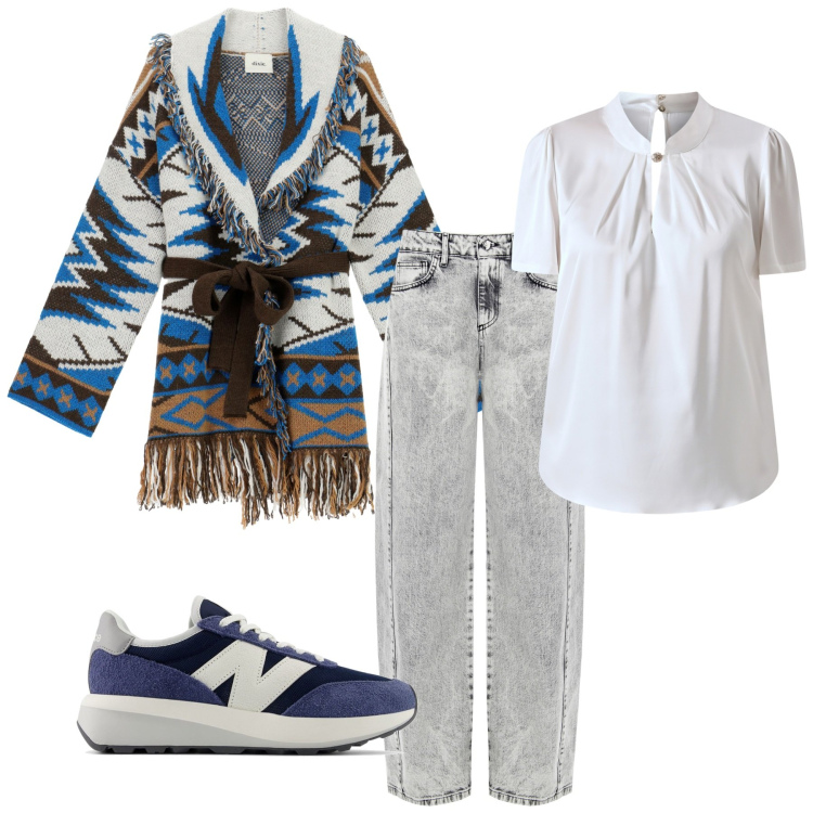 Outfit donna - Total look #2240199. Stile Etnico per Tutti i giorni. Abbinamento con sneakers, jeans, bluse, cardigans.