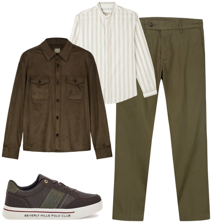 Outfit uomo - Settembre. Stile Urban per Tutti i giorni. Abbinamento con camicie, giacche, pantaloni chino, sneakers.