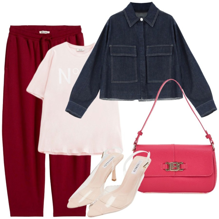 Outfit donna - Con la tuta in città. Stile Sporty chic per Tutti i giorni. Abbinamento con pantaloni, sandali col tacco, blazer, t-shirt, borse a spalla.