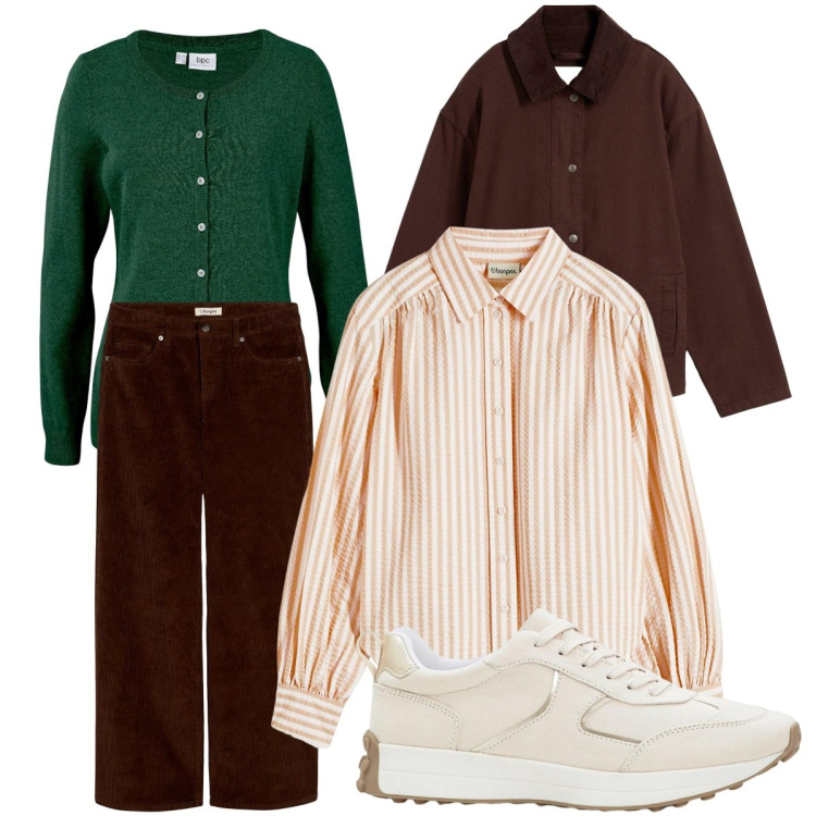 Outfit donna - Un ritorno in grande stile. Stile Minimal per Tutti i giorni. Abbinamento con pantaloni, cardigans, sneakers, blazer, camicie.