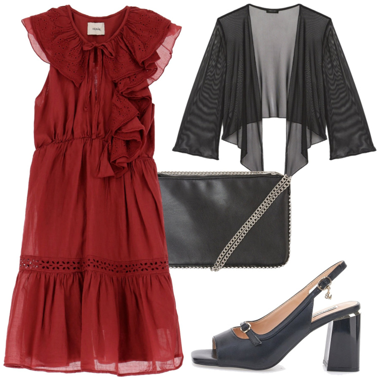 Outfit donna - Total look #2240306. Stile Romantica per Cerimonia. Abbinamento con borse a tracolla, vestiti corti, blazer, sandali col tacco.