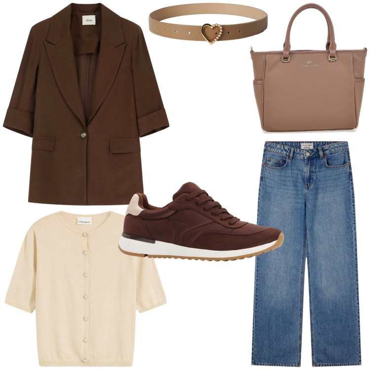 Outfit donna - Autumn blazers. Stile Casual chic per Tutti i giorni. Abbinamento con sneakers, cardigans, cinture, jeans, blazer, borse a tracolla.