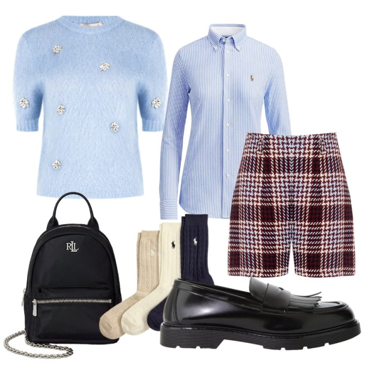 Outfit donna - ritorna IL Tartan. Stile Bon Ton per Tutti i giorni. Abbinamento con shorts, maglieria, mocassini, camicie, zaini, calzini.